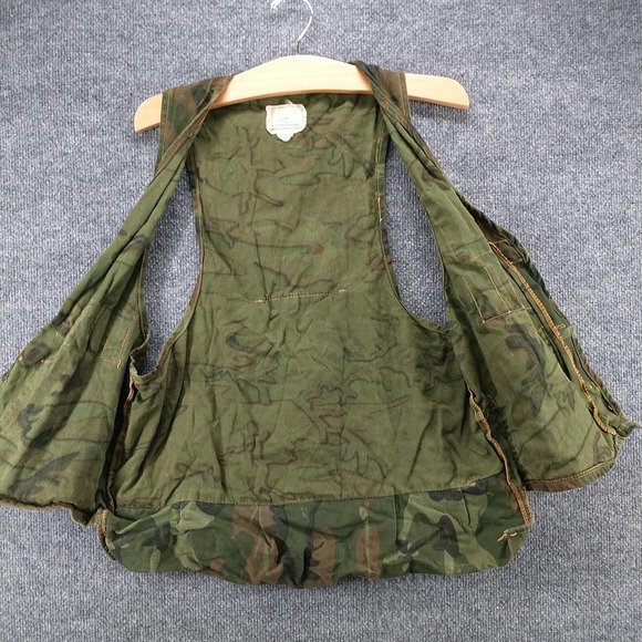 American Field Men's Button Front Camo Vest Green S Hunting Shooting Vintage - Picture 6 of 15